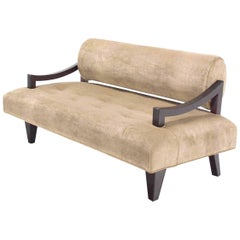 Vintage Mid Century Loveseat Settee Newly Upholstered in Camel Mohair