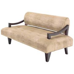 Mid Century Loveseat Settee Newly Upholstered in Camel Mohair 3