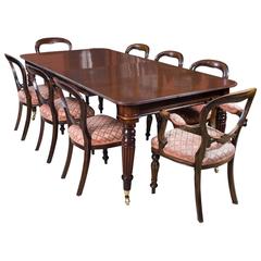 Used Regency Mahogany Dining Table Eight Balloon Back Chairs