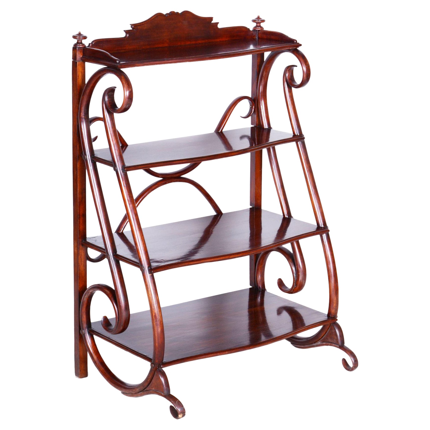Restaurierte Biedermeier-Etagere, von Thonet, Buche, Nussbaum, Österreich, Wien, 1910er Jahre im Angebot