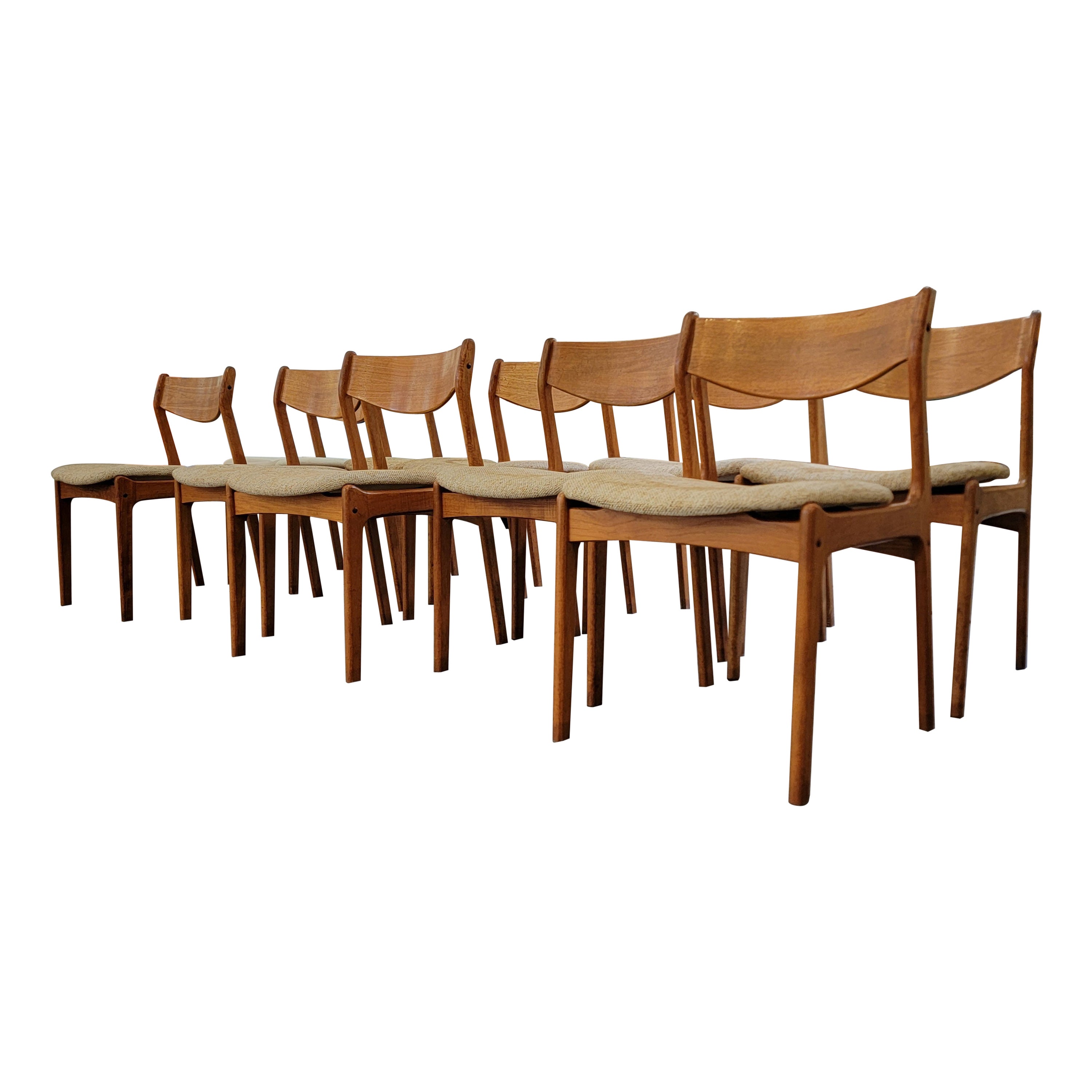 SET 10 Teak Dining Chairs by P. E. Jorgensen for Farso For Sale