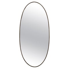 Miroir ovale en laiton perlé, Italie du milieu du siècle, années 1950