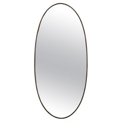 Midcentury Italian Oval Beaded Brass Mirror, 1950s