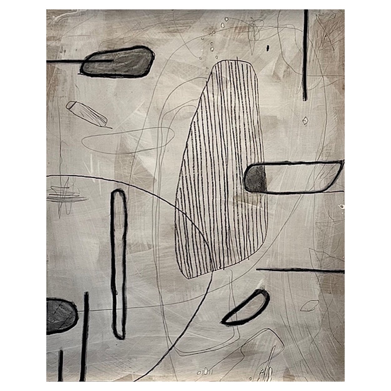 Sans titre n°406 de Murray Duncan, technique mixte sur papier, abstrait, géométrique, moderne