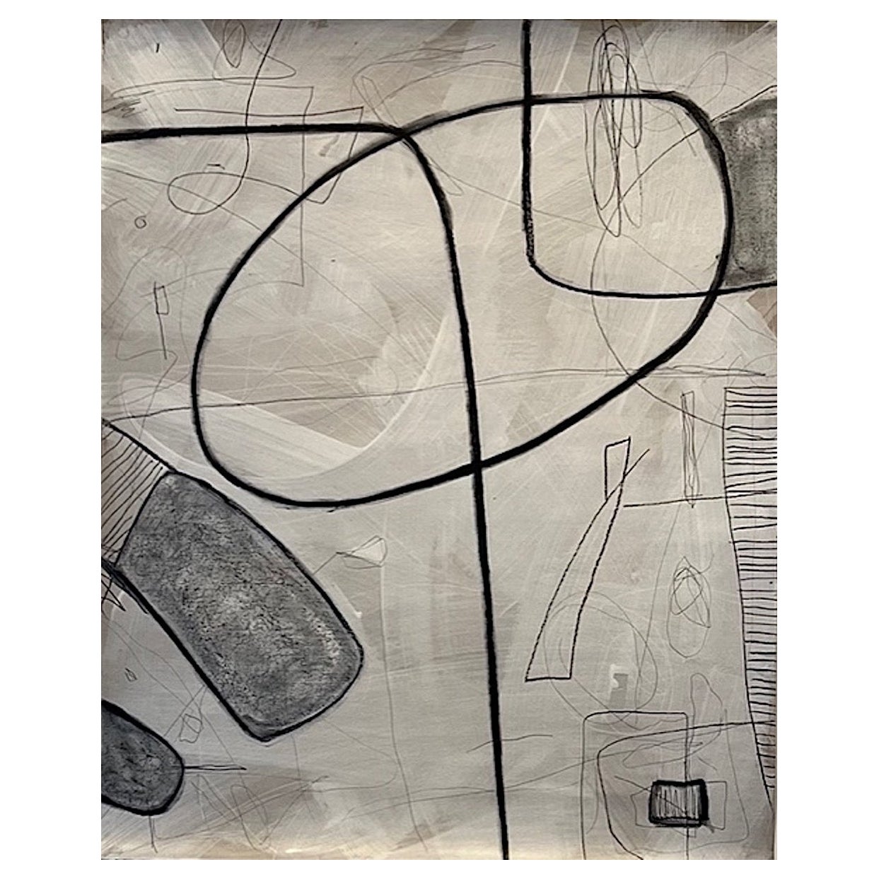 Ohne Titel #407 von Murray Duncan, Mischtechnik auf Papier, abstrakt, geometrisch, modern im Angebot