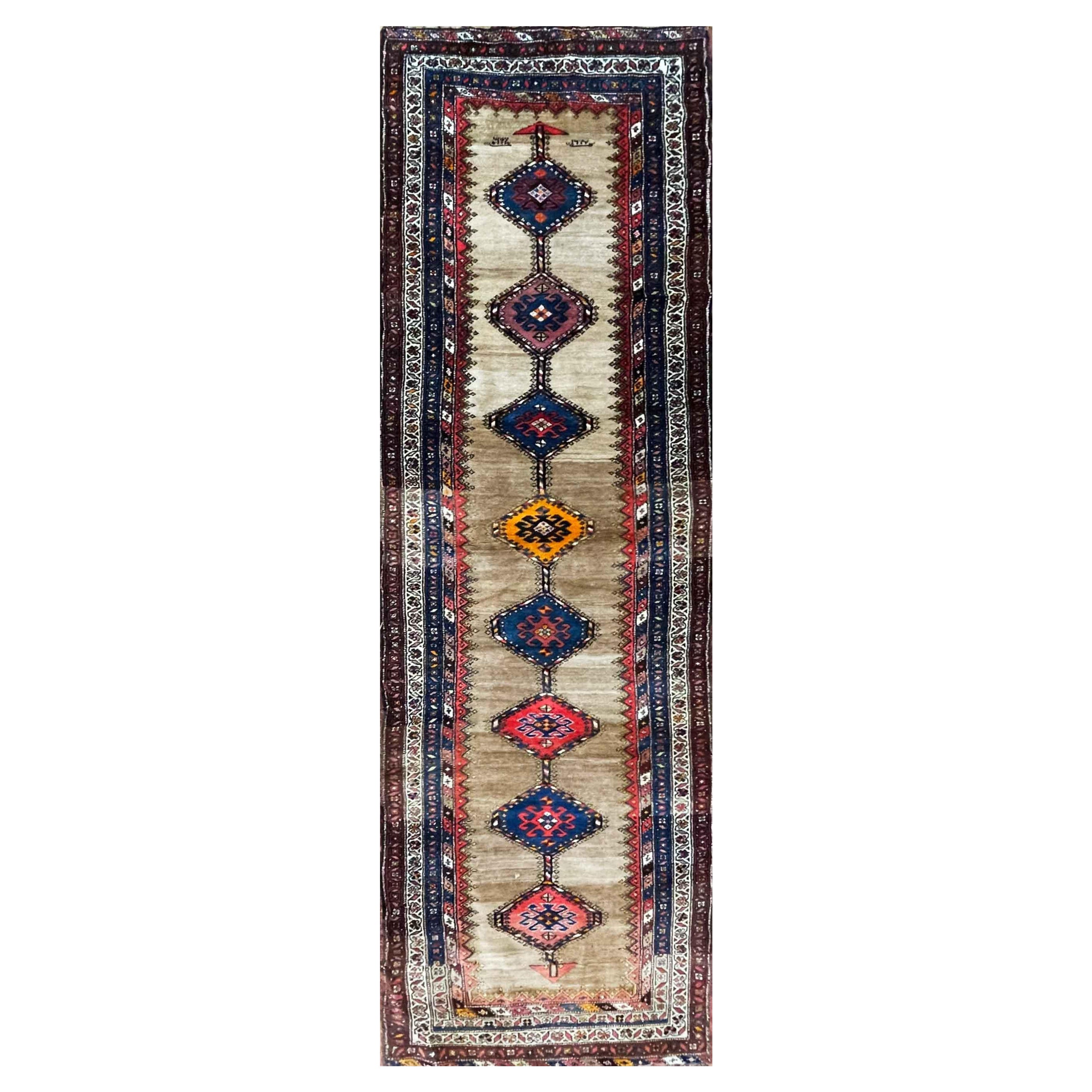 Antique Persian Serab/Serapi Runner, Camel Color, C-1900's