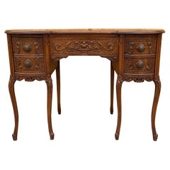 Antique French Design Kidney Shape Carved Walnut Office Library Desk