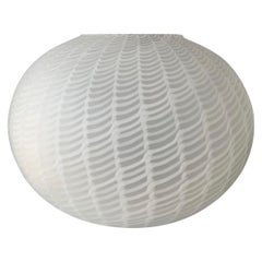 Vintage Large Murano Italian Glass Vase With White monochromatic Scallop Design