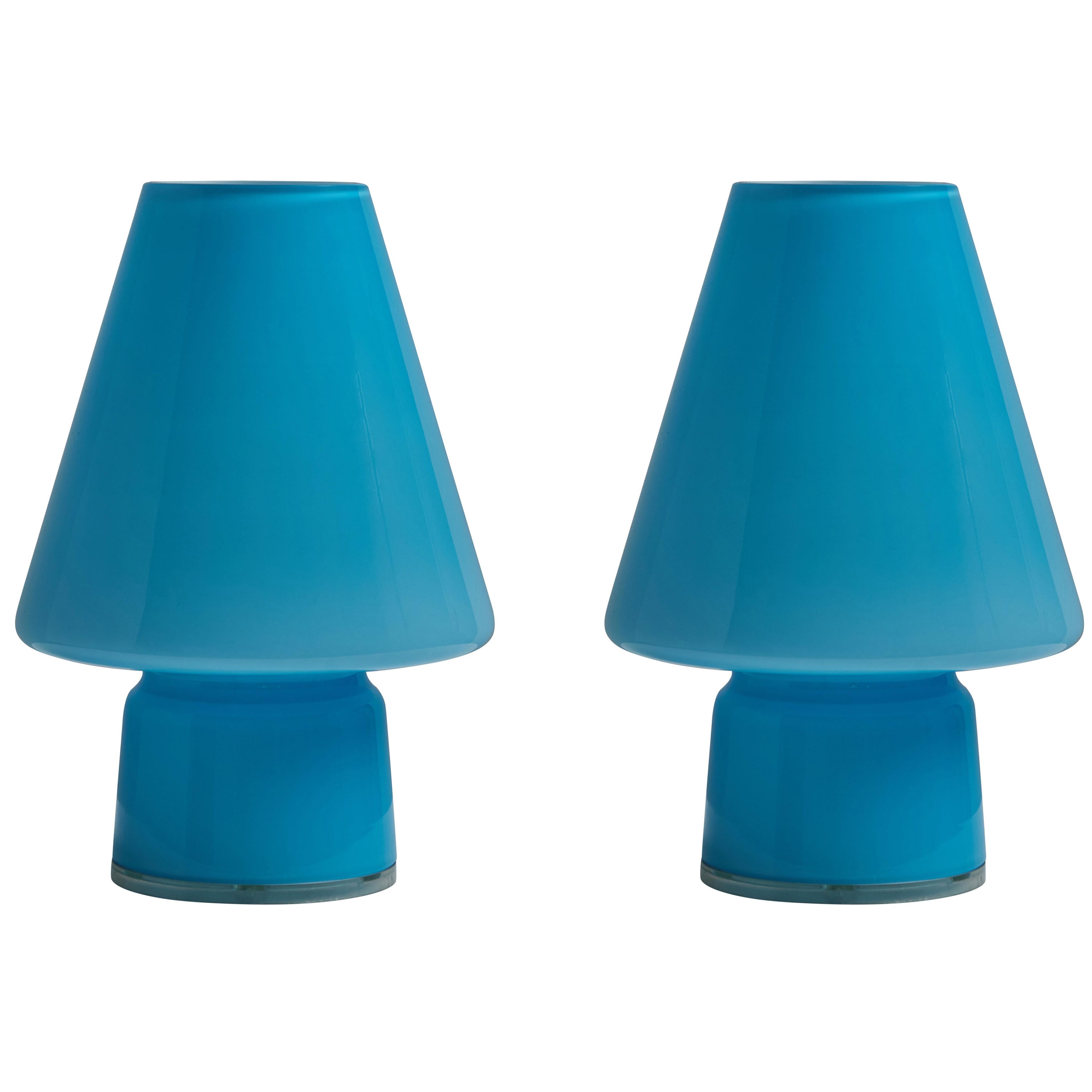 Pair of 1980s Memphis Style Glass 'BiBi' Table Lamps for Artemide