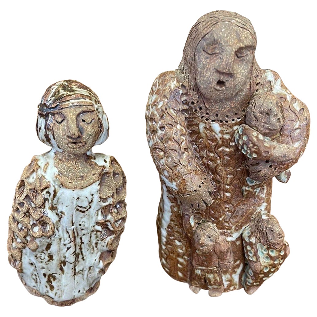 Pair of Handmade Ceramic Figurines. Circa2012 For Sale