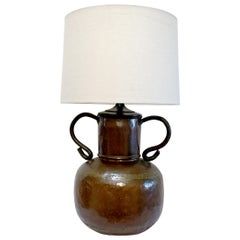 Copper Antique Arts, Crafts Hand Hammered Stickley Style Table Lamp Conversion