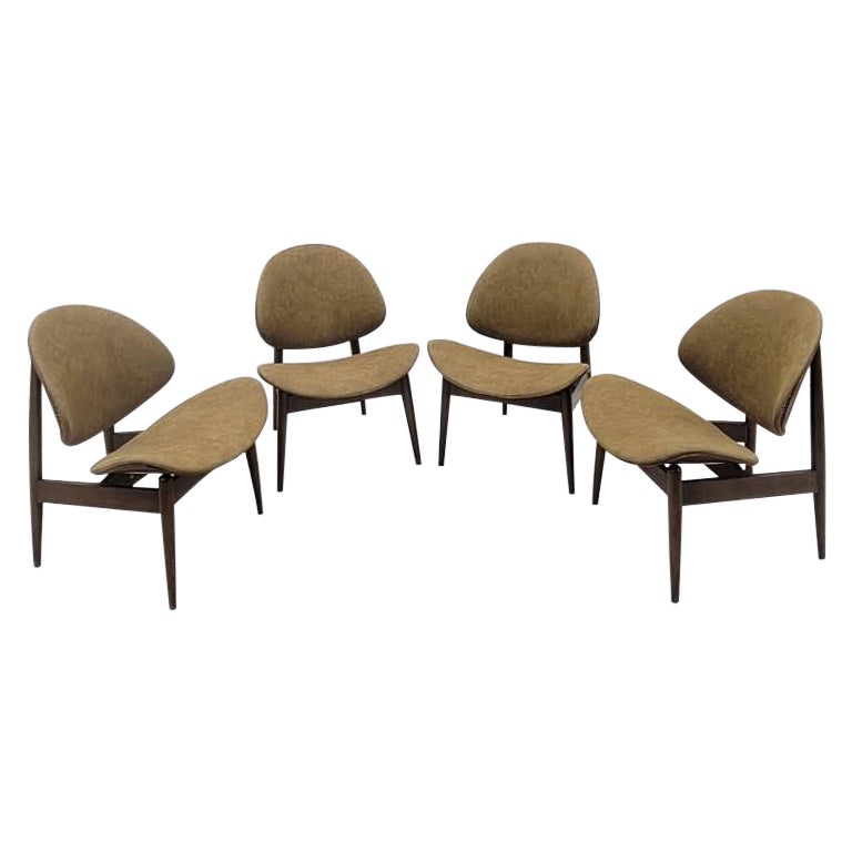 Vintage Mid Century Modern Clam Chairs by Seymour Weiner for Kodawood - Set of 4