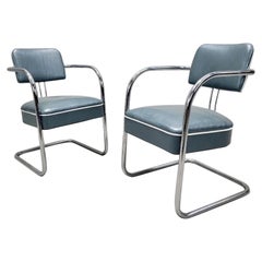 Art Deco Cantilever Chairs Kem Weber for Lloyd’s Style Newly Upholstered - Pair