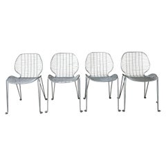 Retro Metal Wire Chairs With Hairpin Legs - Set of Four