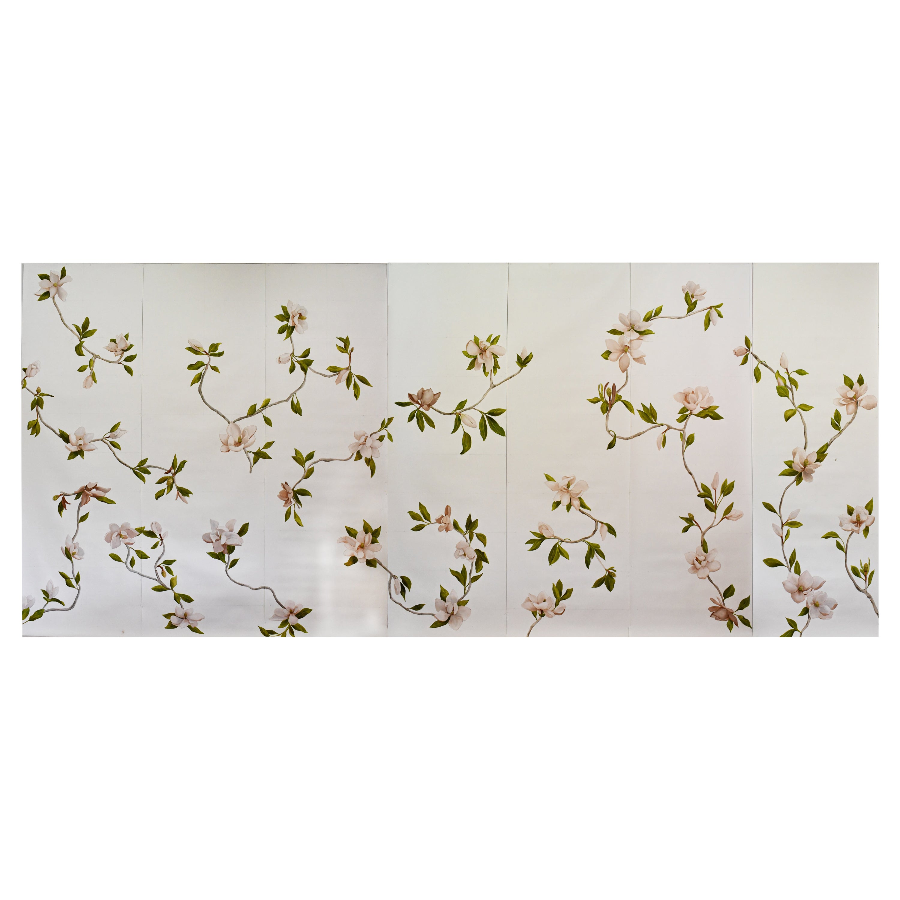 Handbemalte Wandteppich Magnolie Botanical aus Kreide von Tarn McLean, botanisch, handbemalt im Angebot