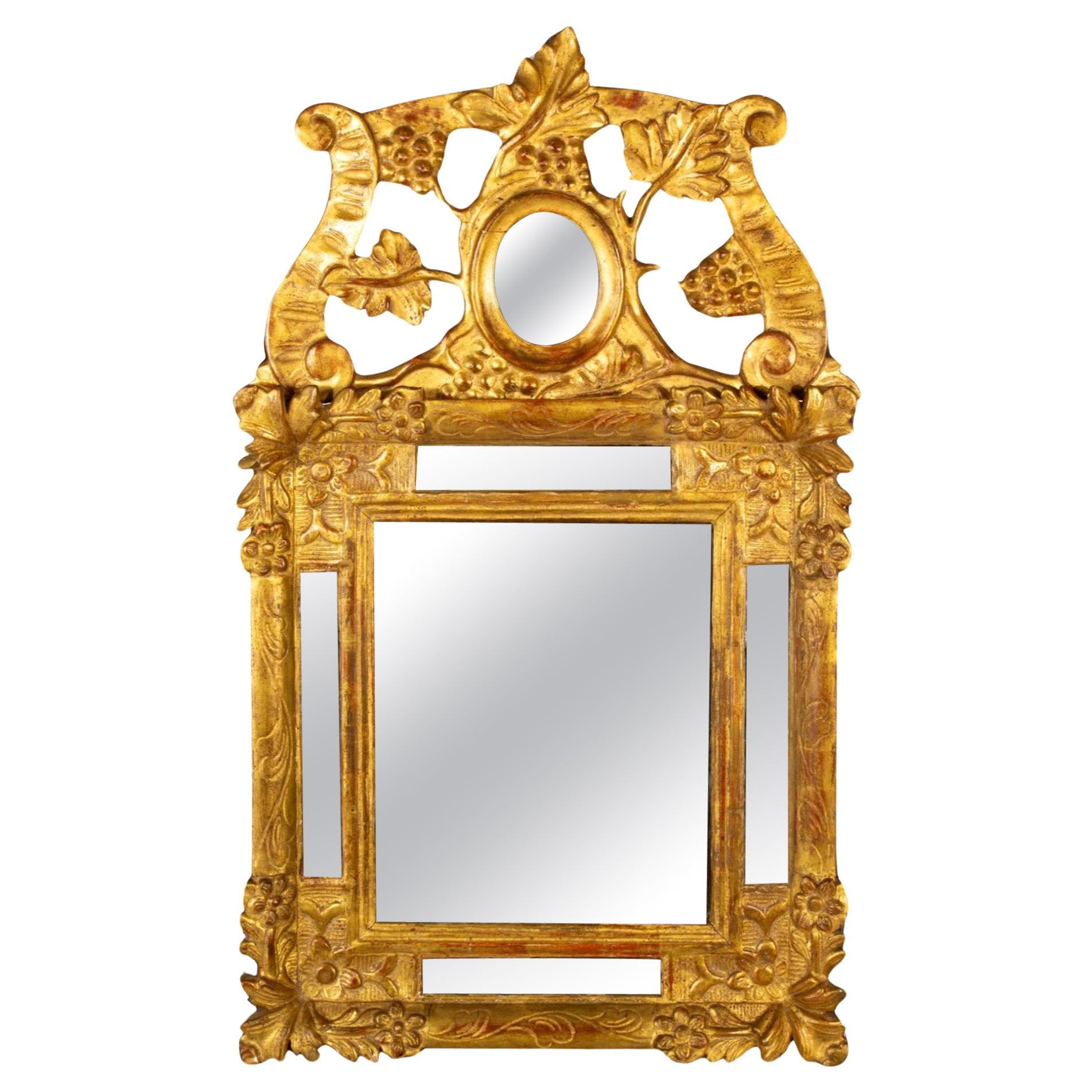 Antique Italian Giltwood & Mercury Glass Mirror For Sale