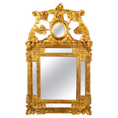 Antique Italian Giltwood & Mercury Glass Mirror