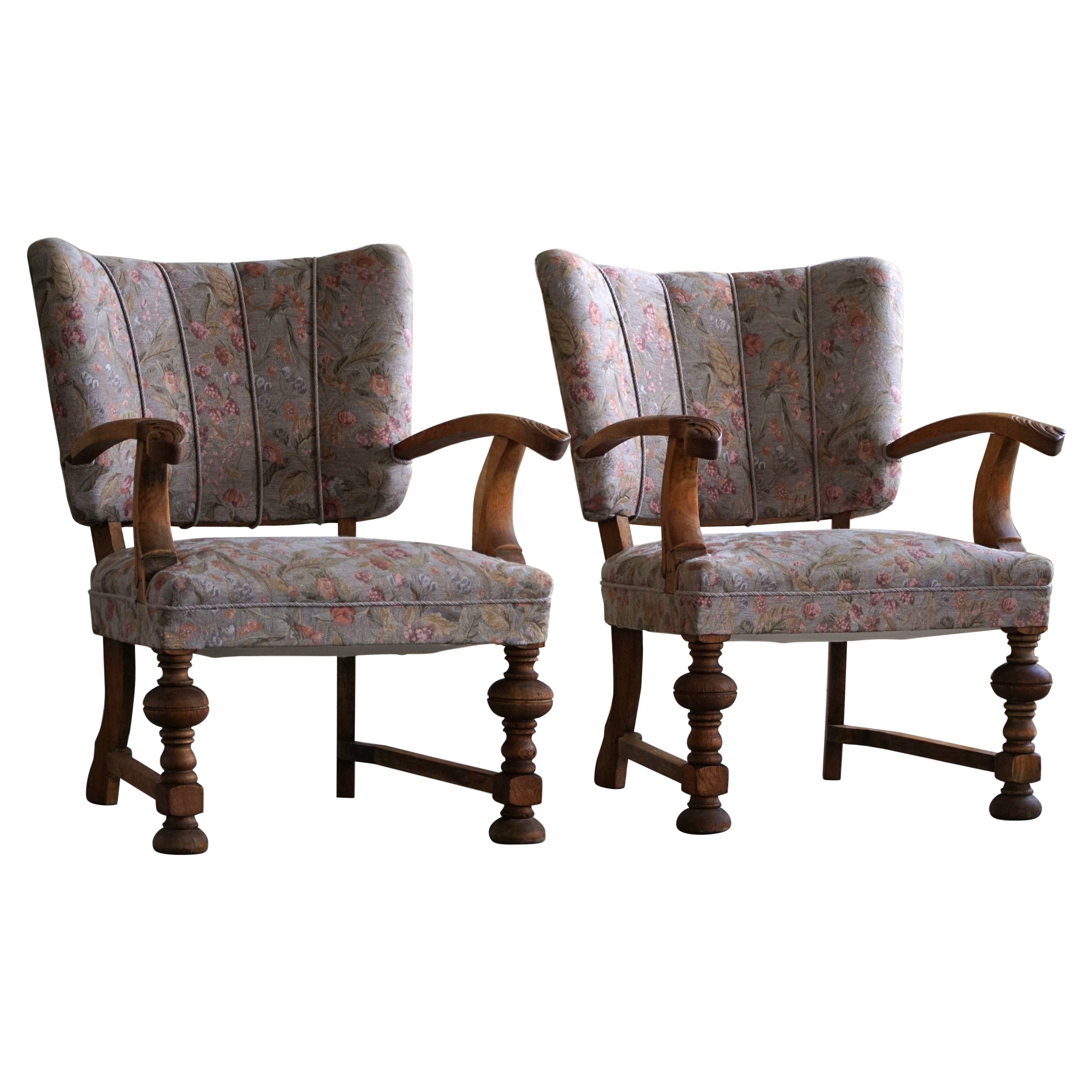 A Pair of Armchairs, By a Danish Cabinetmaker, Art Nouveau, Early 20th Century For Sale