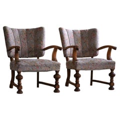 Antique A Pair of Armchairs, By a Danish Cabinetmaker, Art Nouveau, Early 20th Century