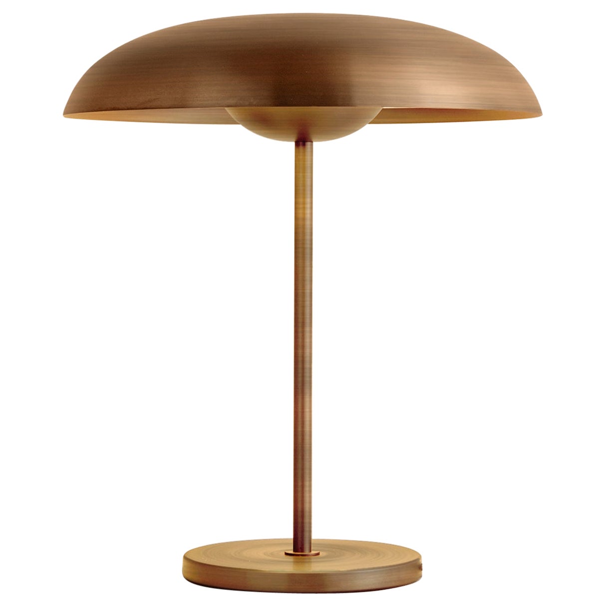 'Cosmic Solstice Antique' Table Lamp, Handmade Brushed Medium Bronze Table Light For Sale
