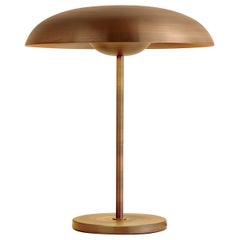 „Cosmic Solstice Antique“ Tischlampe, handgefertigte Tischlampe aus gebürsteter, mittelgroßer Bronze