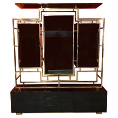 Used Kim Moltzer Storage Unit In Lacquered Wood, Brass, Smoked Glass 1970