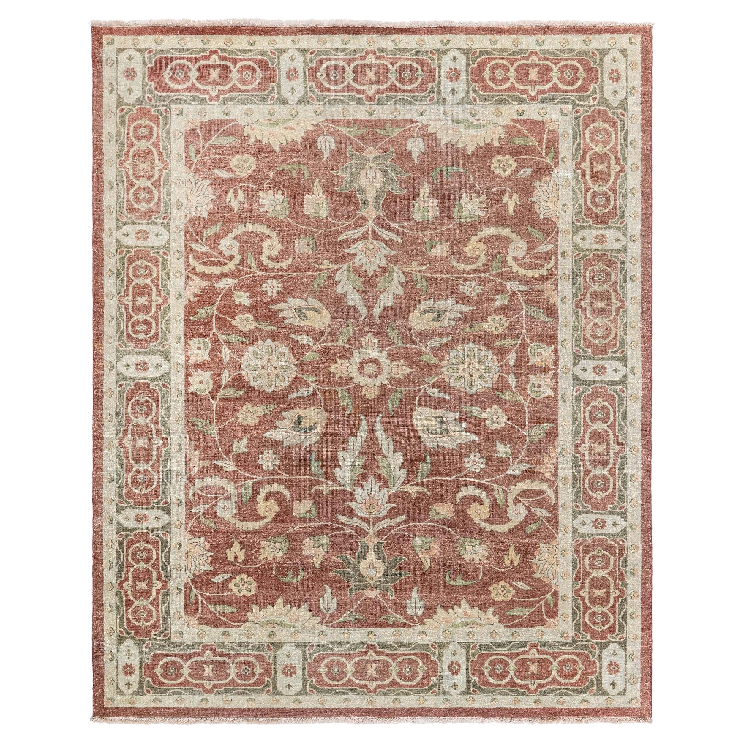 Modern Traditional Inspired Hand-knotted Wool Rug For Sale