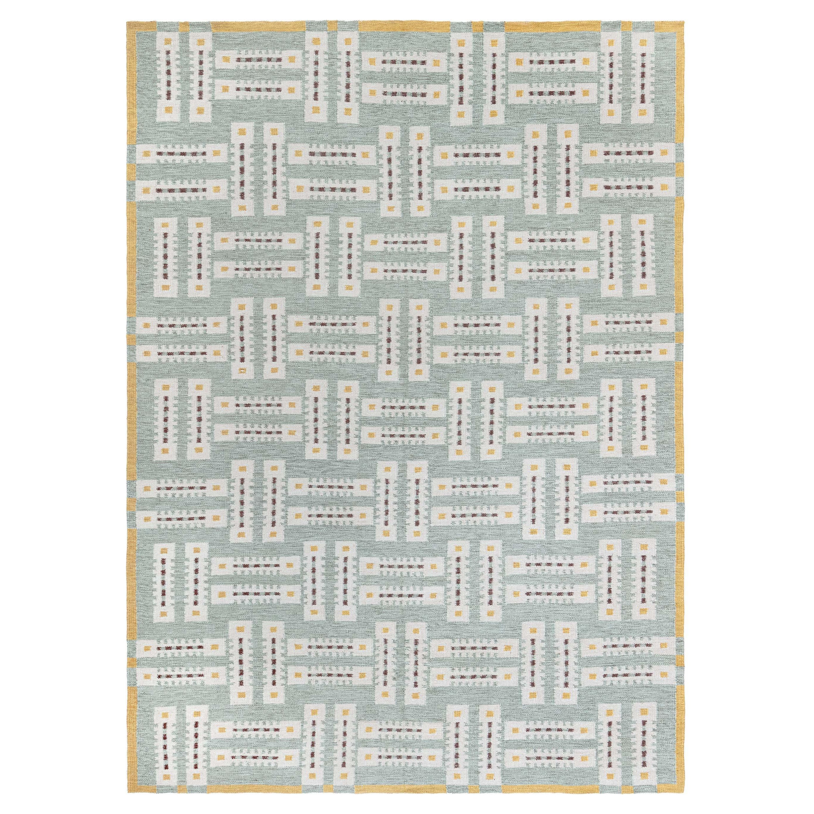 Schwedischer moderner geometrischer Flachgewebe-Teppich im Angebot