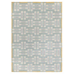 Modern Swedish Geometric Flat Weave Rug