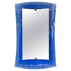 Vintage Mid-Century Modern Cobalt Blue Glass Mirror, Italy, 1950s