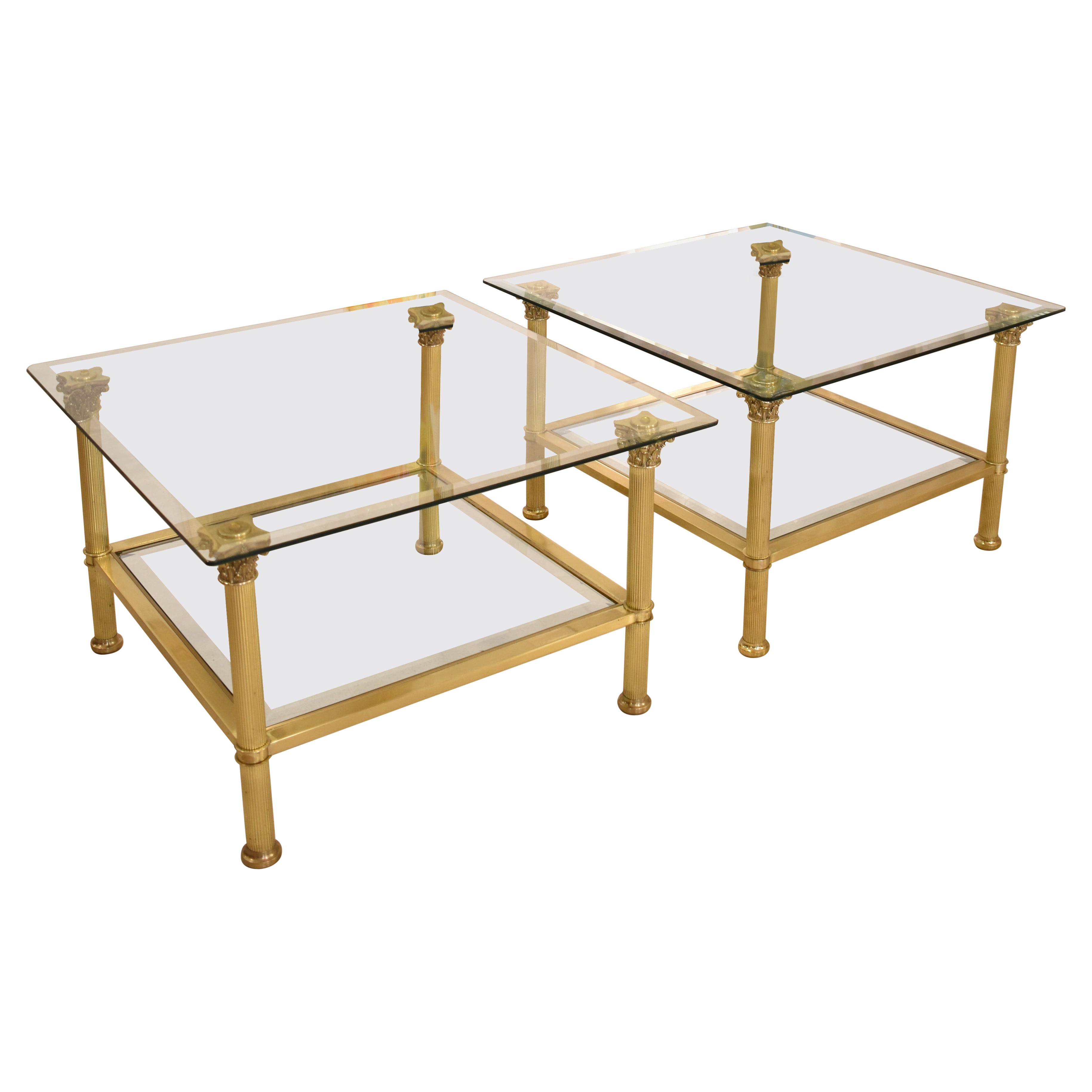 1980s Pair of French Hollywood Regency Coffee Tables For Sale