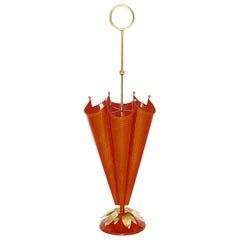 Mid Century Modern Used Brass Orange Umbrella Stand 1950s France