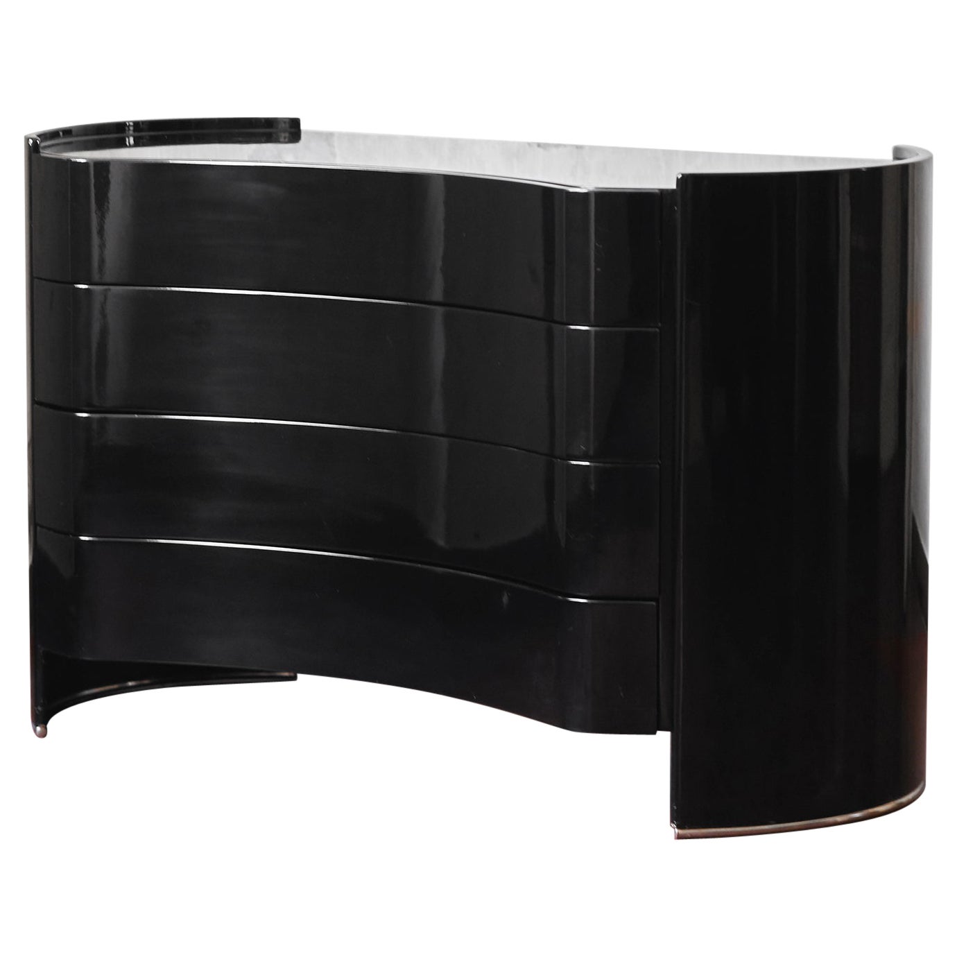 Black lacquered wood chest of drawers, Kazuhide Takahama for Gavina, 1970s For Sale