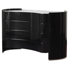 Retro Black lacquered wood chest of drawers, Kazuhide Takahama for Gavina, 1970s