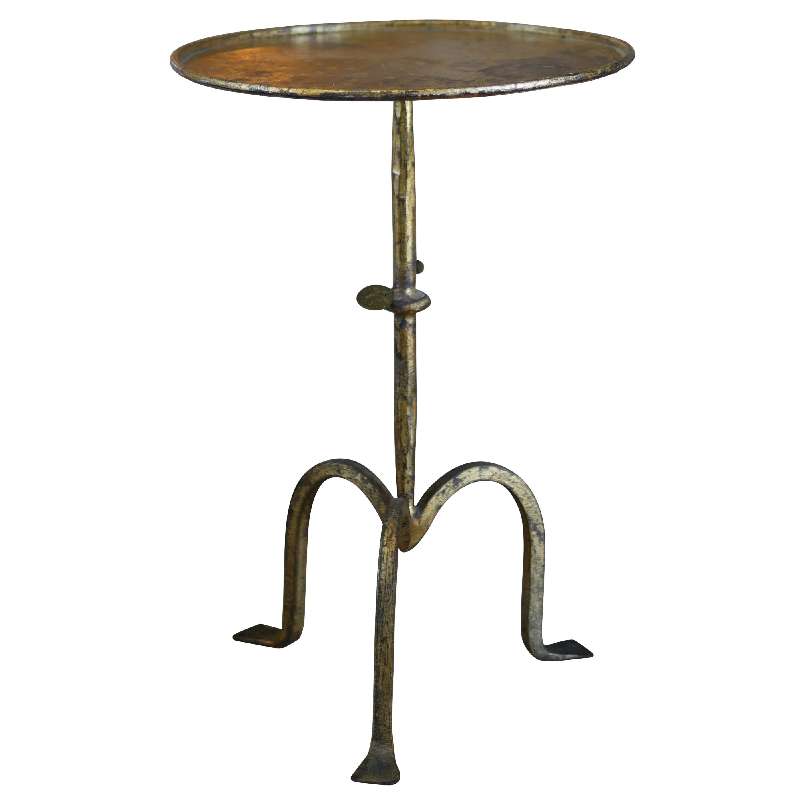 Spanish 1940s Gilt Side Table / Drinks Table / Martini Table, Wrought Iron For Sale
