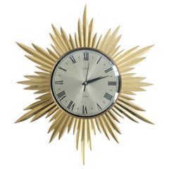 Retro Mid_Century Gold Metamec Starburst Wall Clock, 1960s