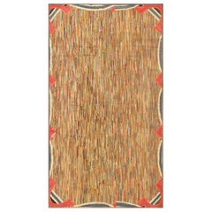 Kleine Größe American Antique Hooked Area Rug 4'2" x 7'2"