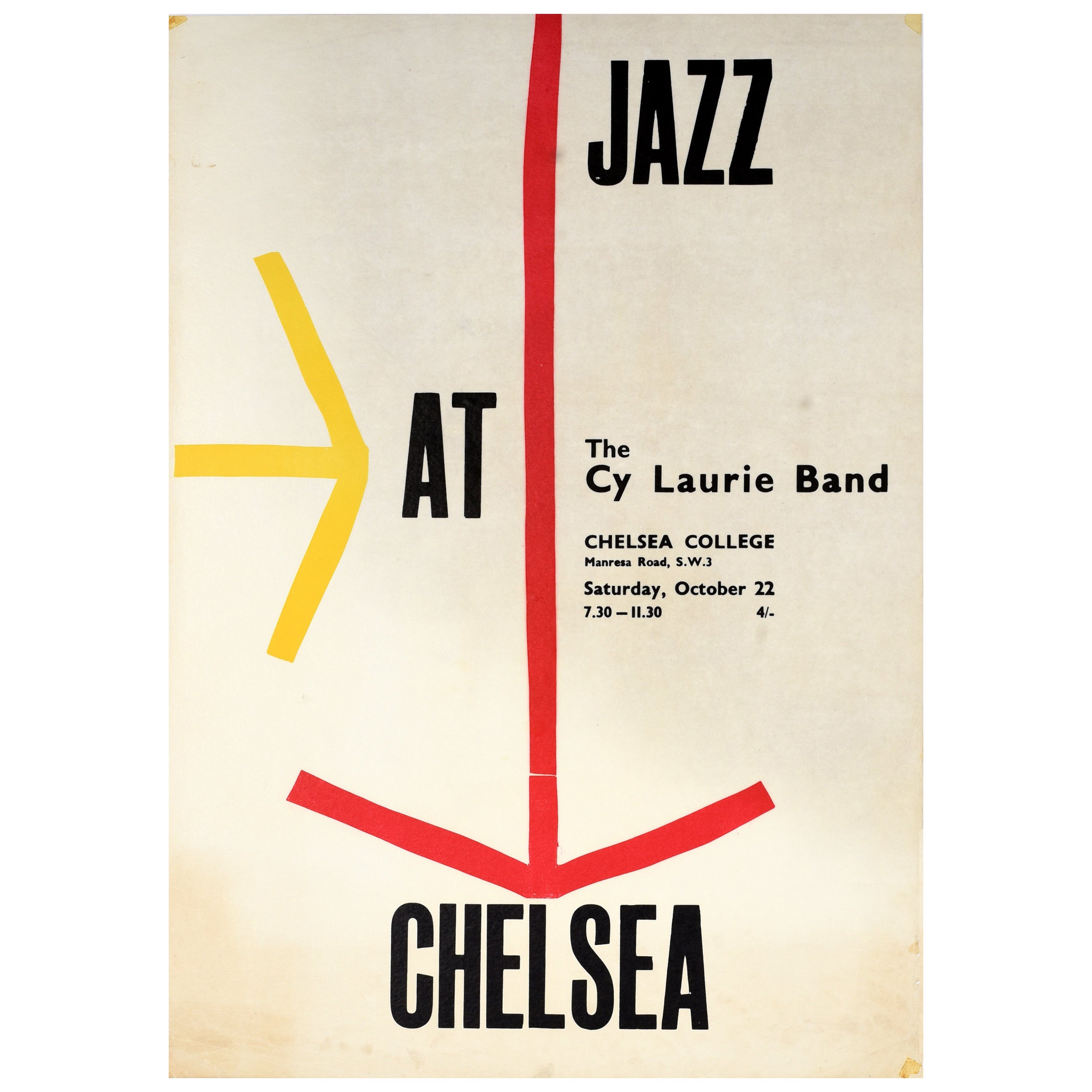 Original Vintage Music Advertising Poster Jazz At Chelsea Cy Laurie Band London For Sale