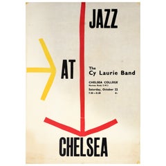Affiche publicitaire vintage originale Jazz at Chelsea Cy Laurie Band London