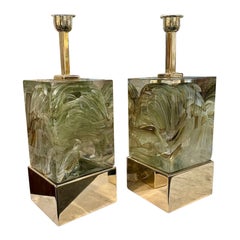 Pair of Murano Block Lamps
