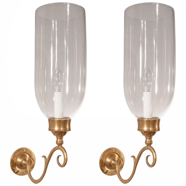 Pair of 19th Century English Hurricane Wall Sconces at 1stdibs