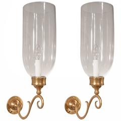Antique Pair of 19th Century English Hurricane Wall Sconces