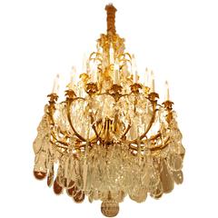 Large Baccarat Gilt Bronze Chandelier, circa 1880