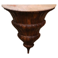 Table console murale en noyer sculpté, début 19ème siècle, Louis XIV, France