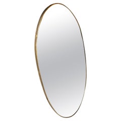 Fontana Arte  Ovale Mirror Brass Wood Mirrored Glass 1950 Italy 