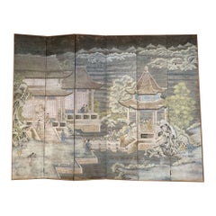 Used Chinese Hand Painted Panel Screen