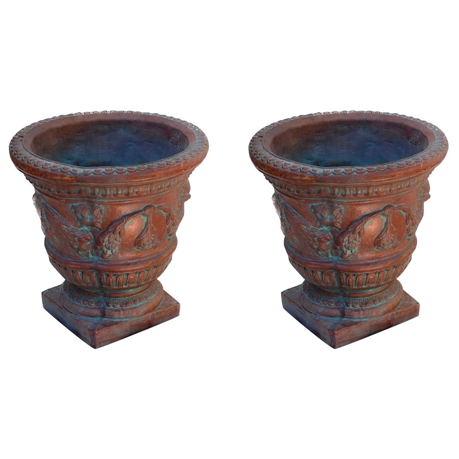 Jardinera ornamentada de terracota Silvestri (set de 2)