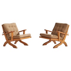 A. Brandt Ranch Oak, chaises longues, tissu, Oak, USA, années 1950