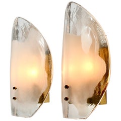 Used Midcentury Pair of Kalmar Mazzega Murano Glass Wall Lights or Sconces, 1970s