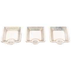 Antique Tiffany & Co. Art Deco Sterling Silver Ashtrays or Catchall Trays, Set of Three